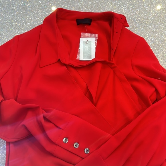 Intermix Red Lilianna LS Blouse NWT - Picture 4 of 4